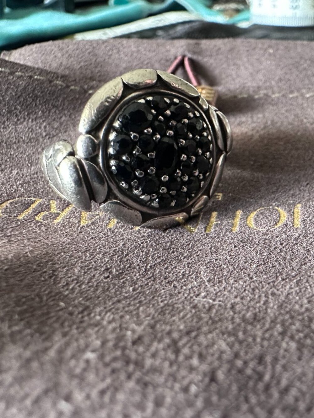 John Hardy Kali Pure Lavafire Black Sapphire Sterling Silver Ring Size 8